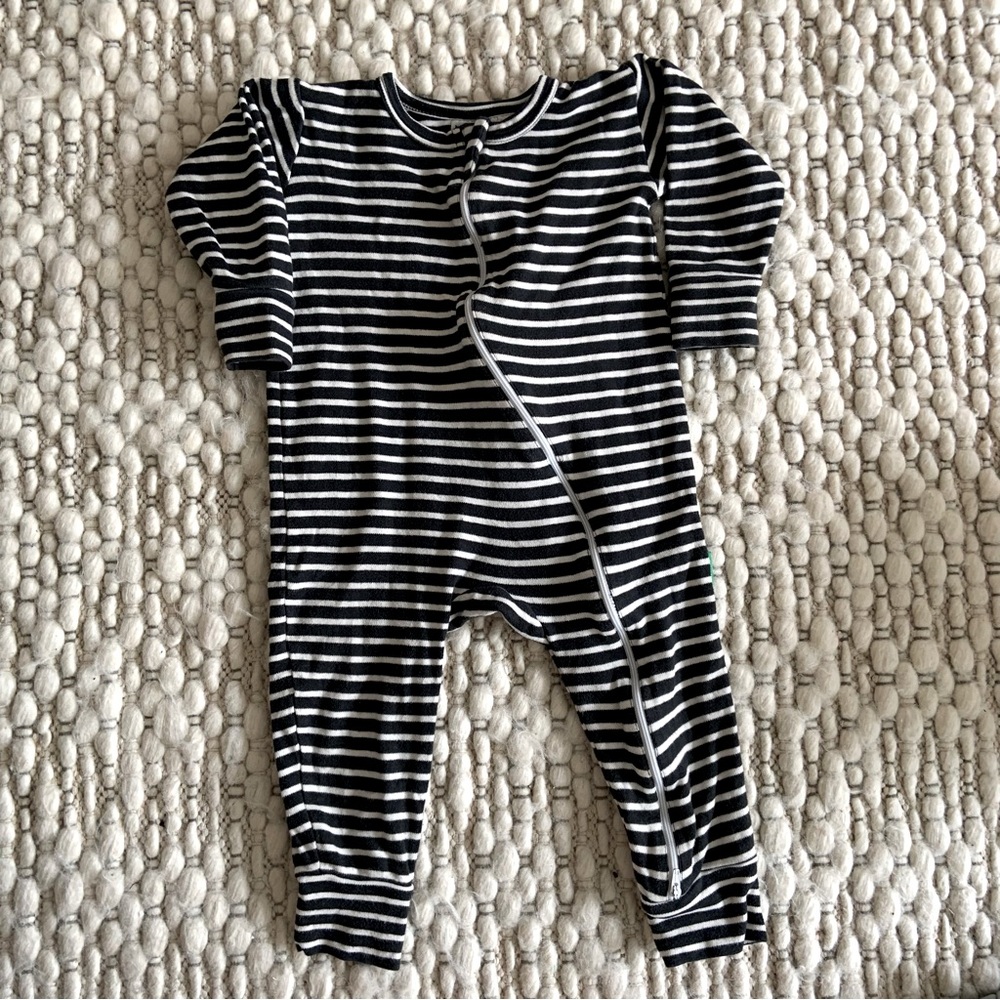 Striped Black and White Kids One Piece
